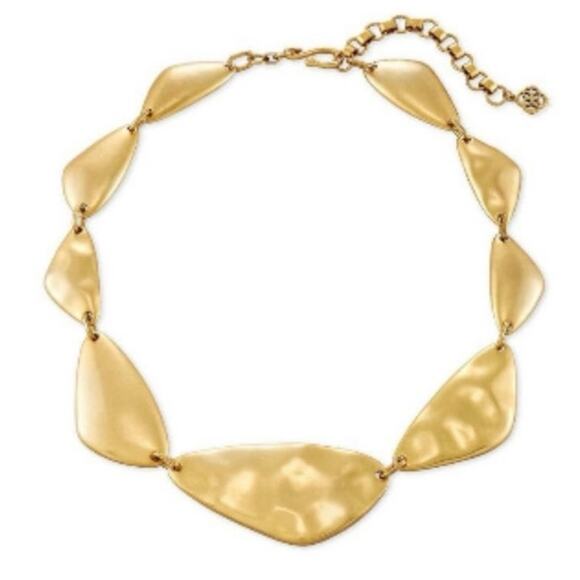 Kendra Scott Kira Vintage Hammered Gold Organic Shaped Statement Necklace - Picture 2 of 12